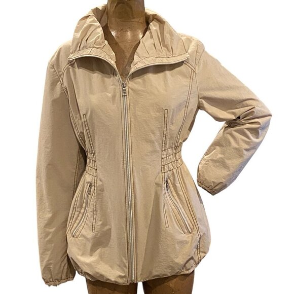 Sonoma Life + Style Spring Jacket Full Zip Nipped In Smock Waist XL Beige #328B - Picture 2 of 12